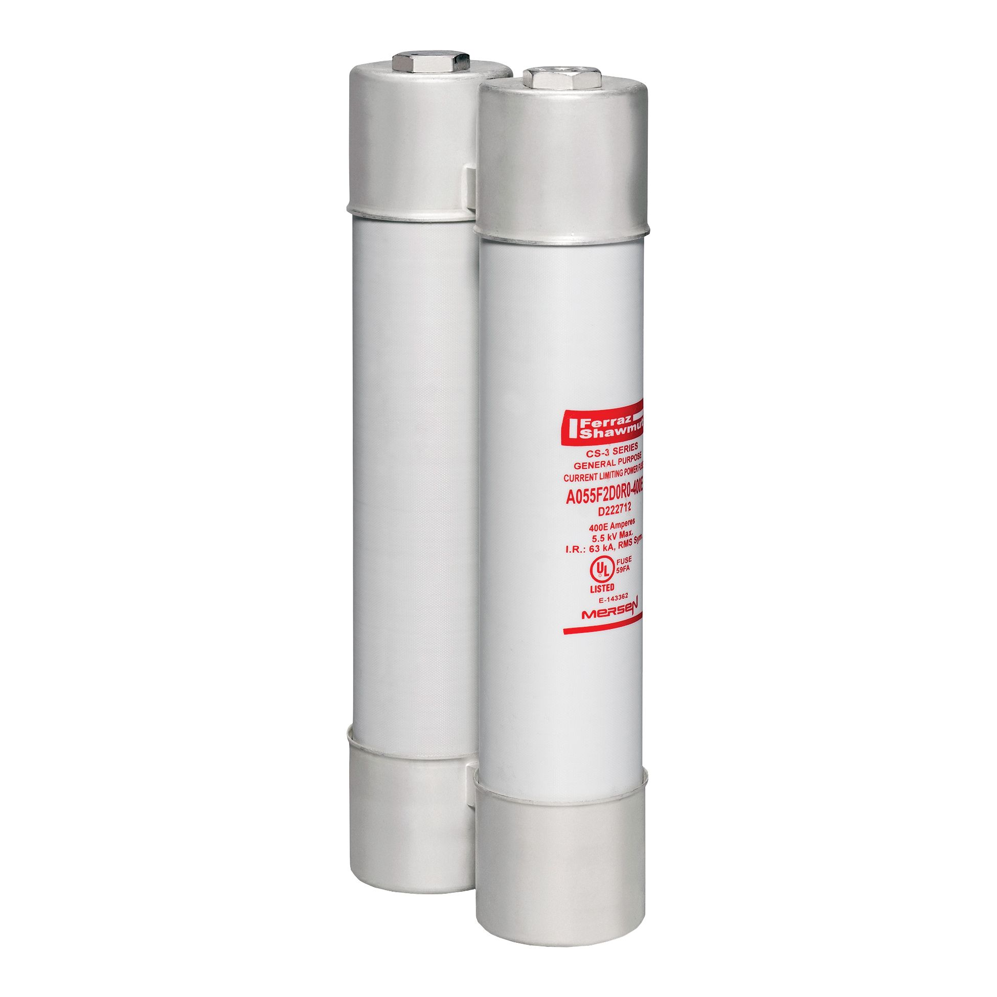 A055F2D0R0-400E - Medium Voltage Fuse 5500V 400A E-Rated Ferrule Mount Striker D0R0 Series